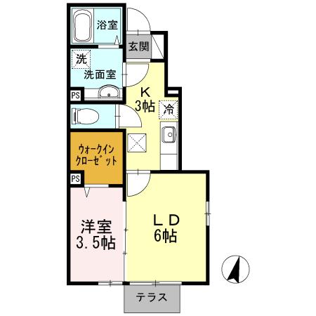 エスポワール鵠沼(1LDK/1階)の間取り写真