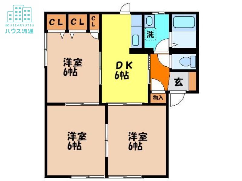 ファミールパレスC(3K/1階)の間取り写真