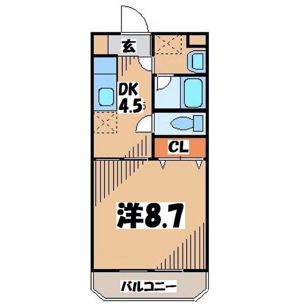 ペルルM希望が丘(1DK/2階)の間取り写真
