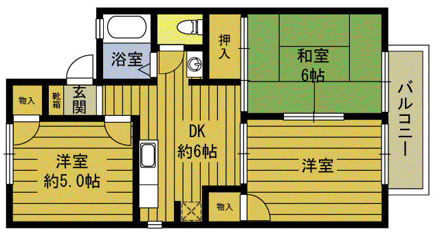 セジュールいけべ(3DK/1階)の間取り写真