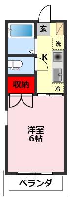 ムーンストーンハイツIII(1K/2階)の間取り写真