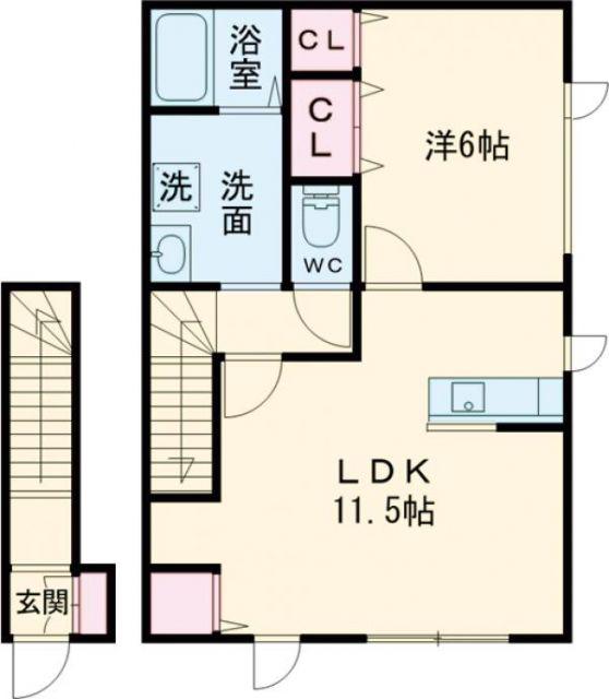 ケイト田家(1LDK/2階)の間取り写真
