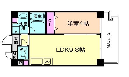 ティーズガーデン(1LDK/6階)の間取り写真