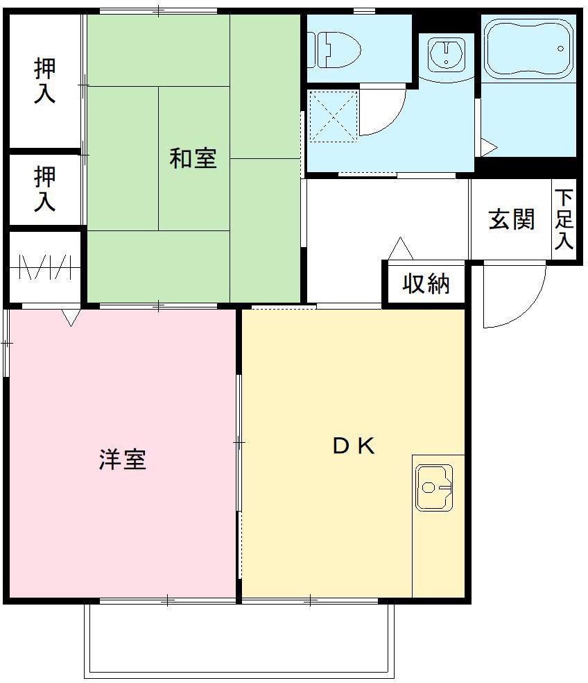 メルベーユ小倉C(2DK/2階)の間取り写真