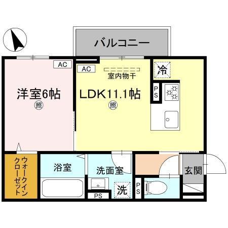 エレガンス ビュー 栗東市高野(1LDK/1階)の間取り写真