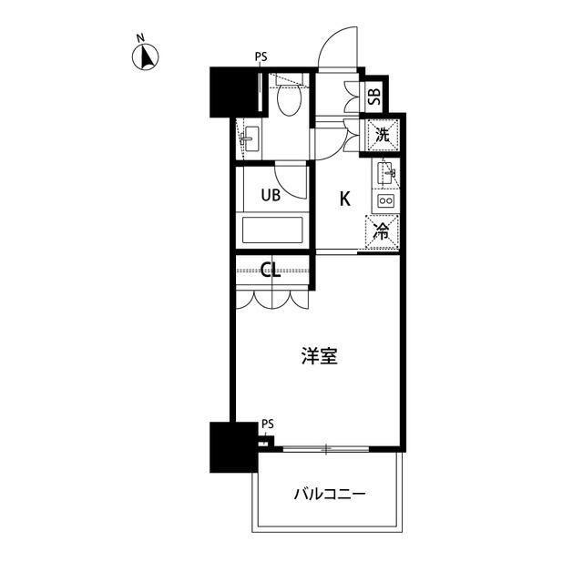 セントラル銀座(1K/6階)の間取り写真