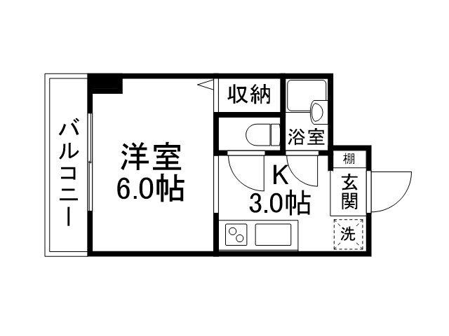 サンラック二条(1K/3階)の間取り写真