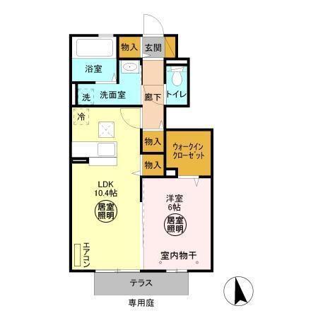 ウィンドモーレン(1LDK/1階)の間取り写真