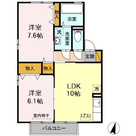 コーポガーベラ A棟(2LDK/2階)の間取り写真