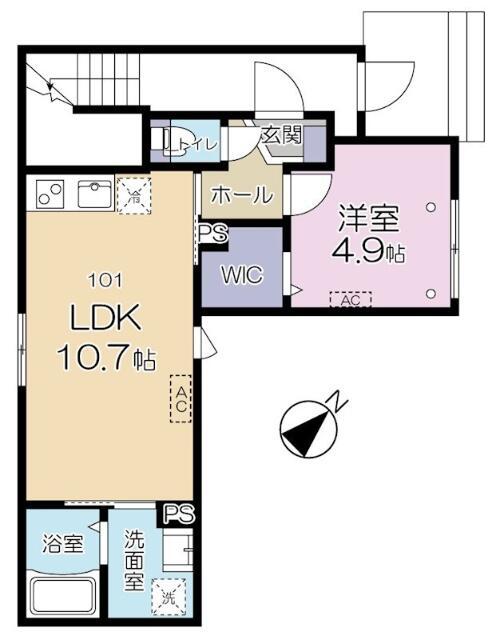 CASA GRATITUDE(1LDK/1階)の間取り写真