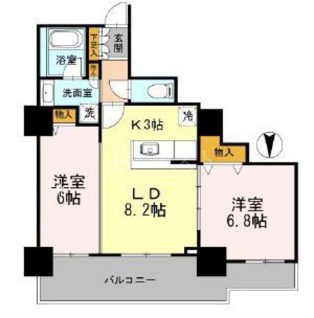 カスタリアタワー長堀橋(2LDK/5階)の間取り写真
