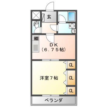 VULCAN城山(1DK/5階)の間取り写真