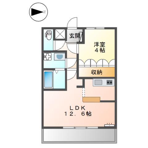 アップヒルズ(1LDK/1階)の間取り写真
