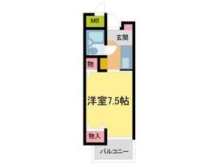 石橋パークヒルズ(1K/3階)の間取り写真
