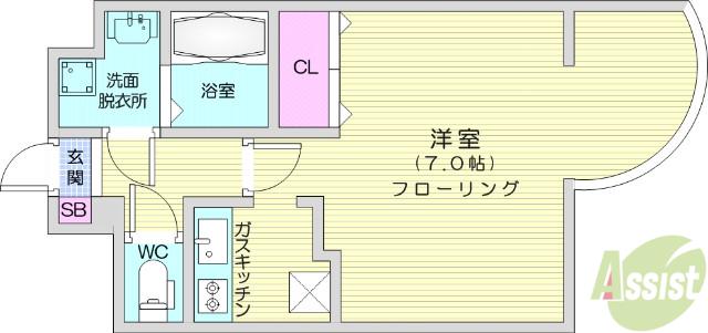 ロイヤルヒルズ鹿野1(1K/2階)の間取り写真