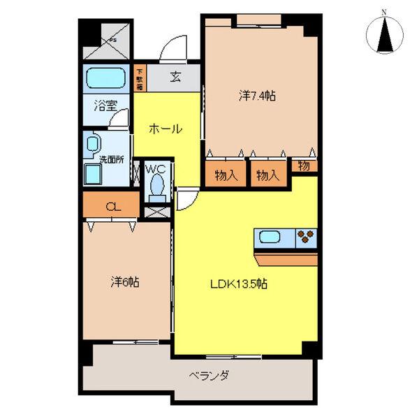 クレーネワン(2LDK/1階)の間取り写真