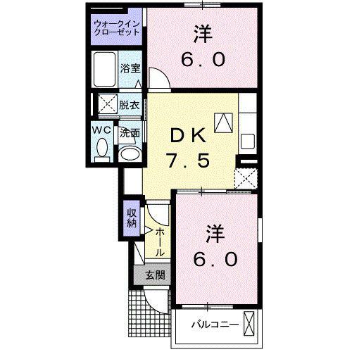 グリーンスプラウトD(2DK/1階)の間取り写真
