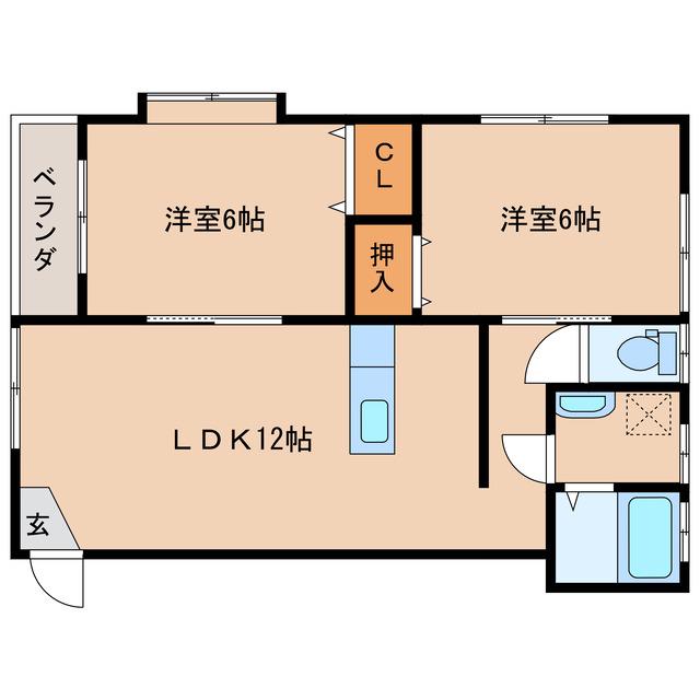 リヴ・ハイツ(2LDK/1階)の間取り写真