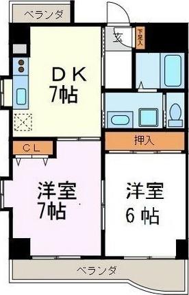鈴木ビル(2DK/6階)の間取り写真