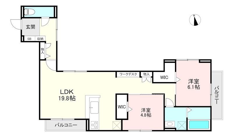 D-ROOM室見(2LDK/3階)の間取り写真