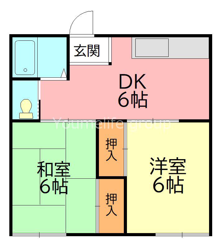 フジハイツ(2DK/1階)の間取り写真