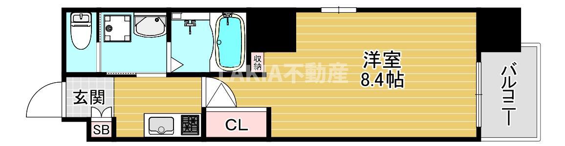 ウエンズ大阪城北(1K/7階)の間取り写真