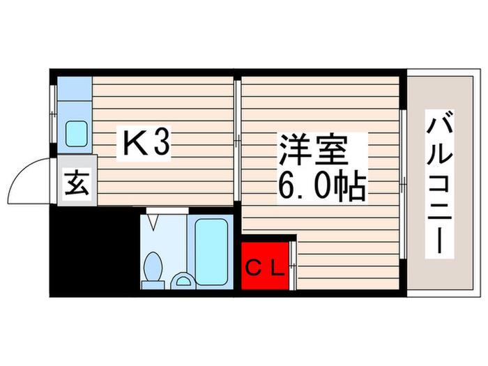 グリーンヒルホシ(1K/3階)の間取り写真