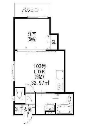 クリエオーレ東園田町1(1LDK/3階)の間取り写真