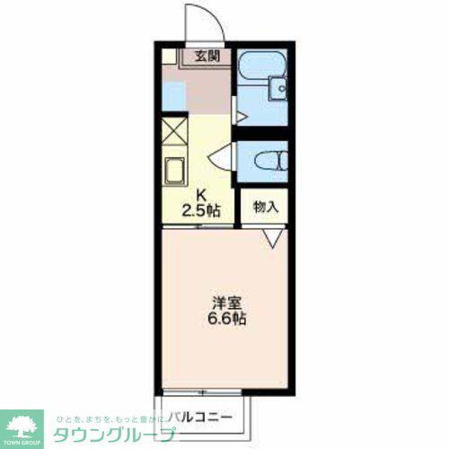 ジュネス徳川(1K/2階)の間取り写真