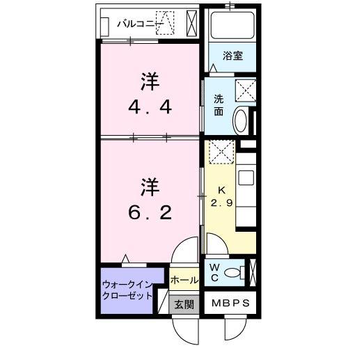 ライルII(1DK/2階)の間取り写真
