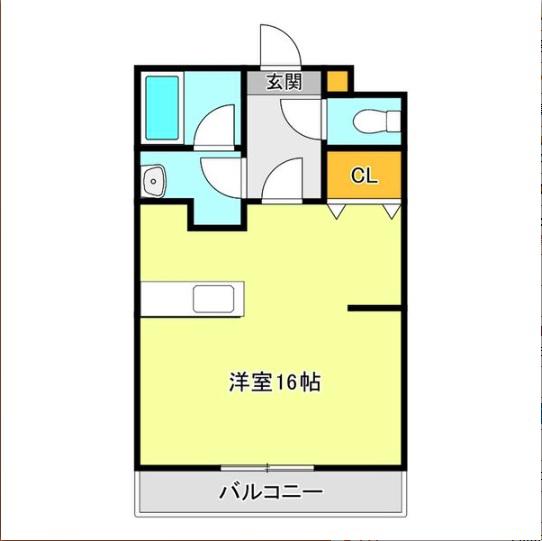 門團空閑(ワンルーム/2階)の間取り写真