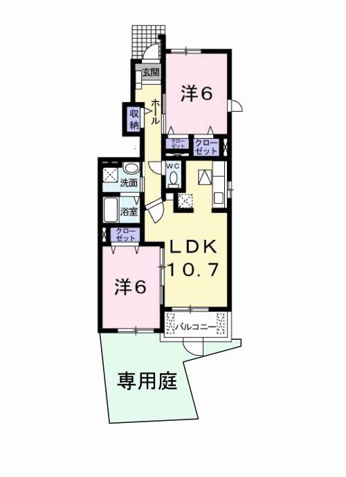 プライムガーデン(2LDK/1階)の間取り写真