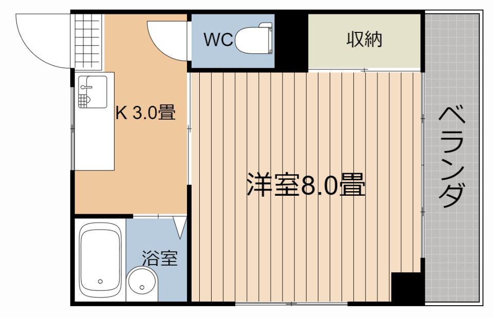 レジデンス中央(1K/3階)の間取り写真