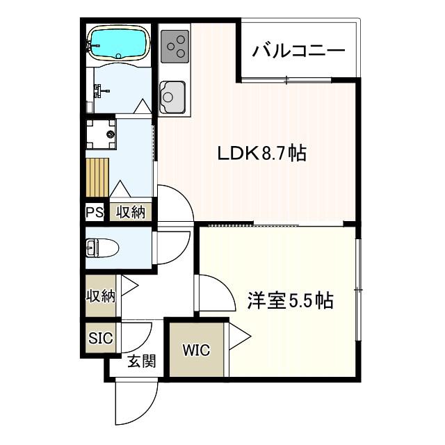 コンフォート枚方元町(1LDK/3階)の間取り写真