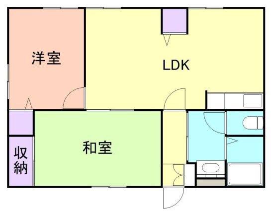 ハイツ緑ヶ丘(2LDK/1階)の間取り写真