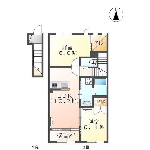 ハルメゾン(2LDK/2階)の間取り写真