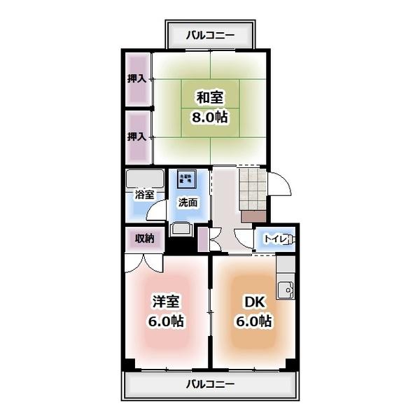 ドミール105(2DK/1階)の間取り写真