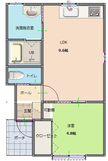KURASUMU GINZA B棟(1LDK/1階)の間取り写真
