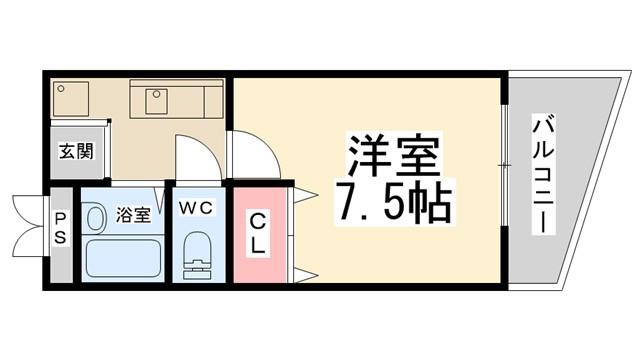コスモタワー(1K/9階)の間取り写真