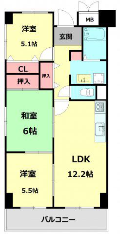 ルミエール神戸(2SLDK/7階)の間取り写真