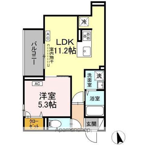 D BLESS横濱赤門通(1LDK/3階)の間取り写真