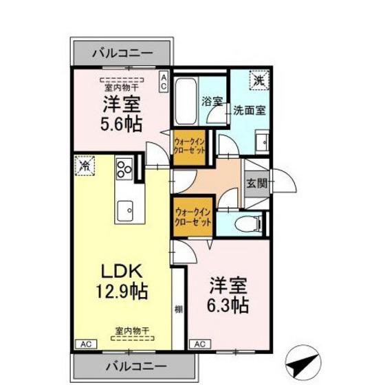 TORISIA大慈寺町 A(2LDK/2階)の間取り写真