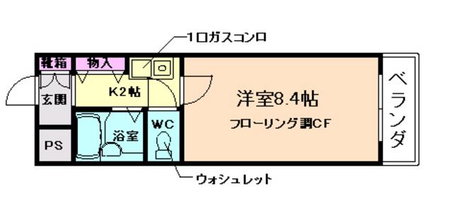 コウヨウ井口堂(1K/2階)の間取り写真