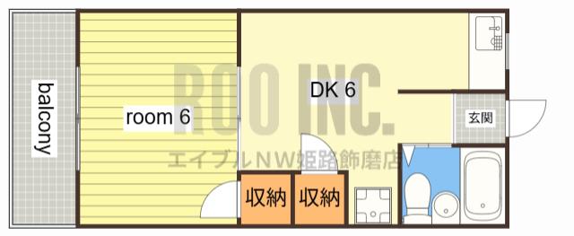 ユニハイツII(1DK/2階)の間取り写真