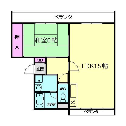 グリーンヒル山下(1LDK/3階)の間取り写真