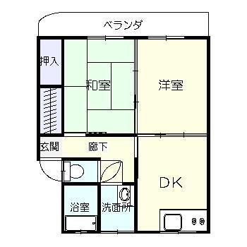 スカイパレスII(2DK/2階)の間取り写真