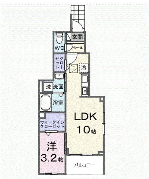 ヒカルサ狭山広瀬台サウス(1LDK/1階)の間取り写真