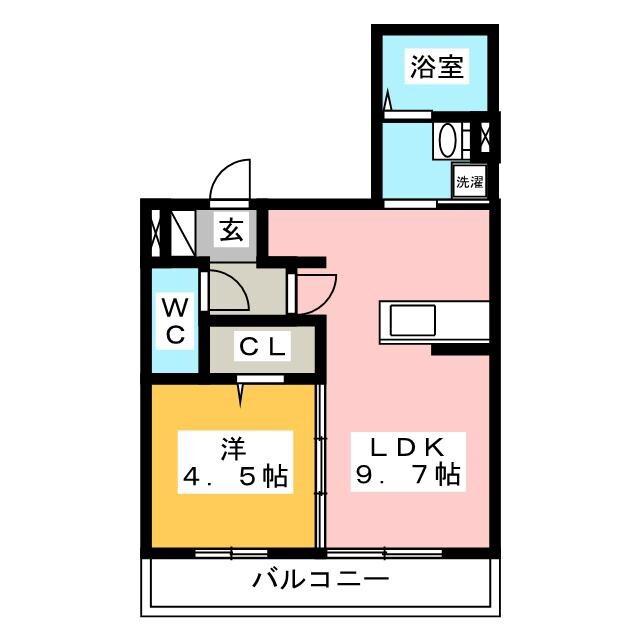 グランヴィア徹明通(1LDK/1階)の間取り写真