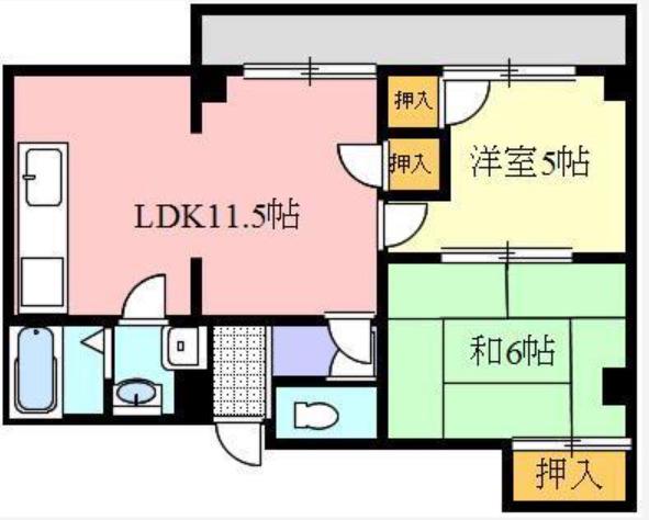 ソニックビル(2LDK/3階)の間取り写真