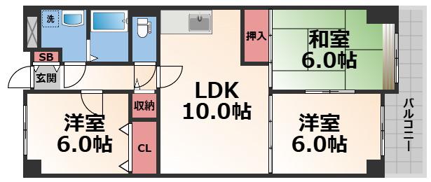 センターロイヤル(3LDK/5階)の間取り写真